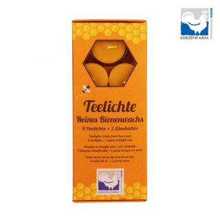 Teelichter Bienenwachs + 1 Glas