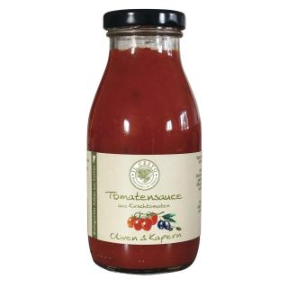 Sauce aus Kirschto- maten +Oliven+Kapern